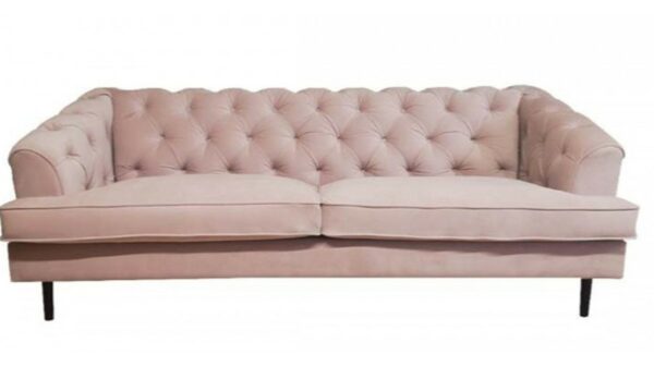 Retro KAWOLA Sofa MIRA 3-Sitzer Stoff light rose im onlineshop kaufen