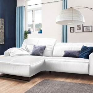 Brooklyn Loft KAWOLA Sofa YORK Leder Life-line white Recamiere links Fuß Metall schwarz im onlineshop kaufen