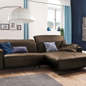 Brooklyn Loft KAWOLA Sofa YORK Leder Life-line hasel Rec rechts Fuß Metall schwarz mit Sitztiefenverstellung im onlineshop kaufen