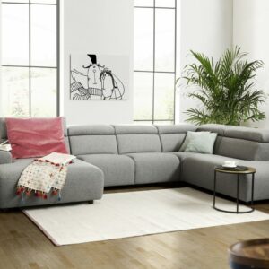 Boho Style KAWOLA Sofa RISO Wohnlandschaft U-Form Stoff Longchair links grau im onlineshop kaufen