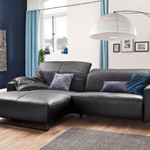 Brooklyn Loft KAWOLA Sofa YORK Leder Life-line mocca Recamiere links Fuß Metall schwarz im onlineshop kaufen