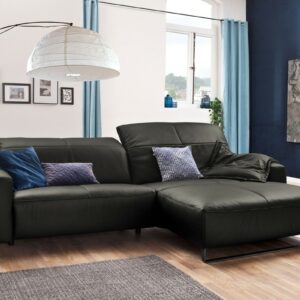 Brooklyn Loft KAWOLA Sofa YORK Leder Life-line fango Recamiere rechts Fuß Metall schwarz im onlineshop kaufen