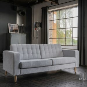 Industriell KAWOLA 2,5-Sitzer ZOWE Sofa Stoff hellblau im onlineshop kaufen