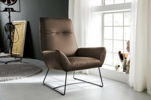 Industriell KAWOLA Sessel BISA dunkelbraun im onlineshop kaufen