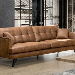 Industriell KAWOLA 3-Sitzer Sofa HILLY Microfaser braun im onlineshop kaufen
