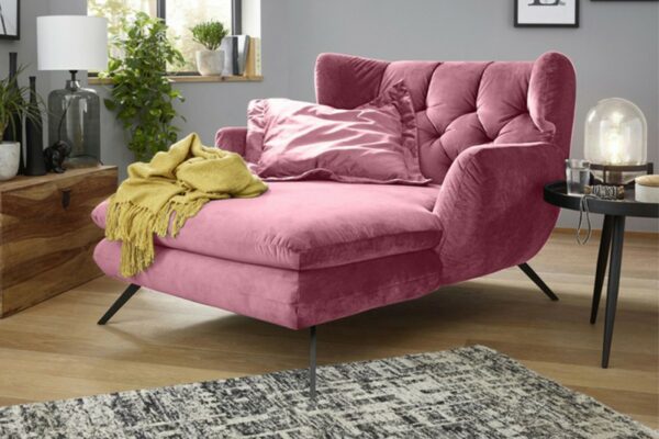 Sofas KAWOLA Longchair CHARME Stoff Velvet rosa im onlineshop kaufen