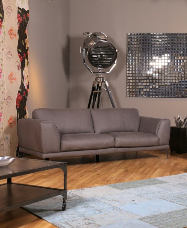 Boho Style KAWOLA Sofa Deside 3-Sitzer Leder Pallino grau 225x100x82cm (B/T/H) im onlineshop kaufen