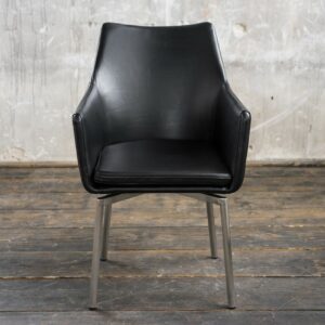 Brooklyn Loft Stuhl Cali Sessel Leder Esszimmerstuhl schwarz Füße Edelstahl im onlineshop kaufen