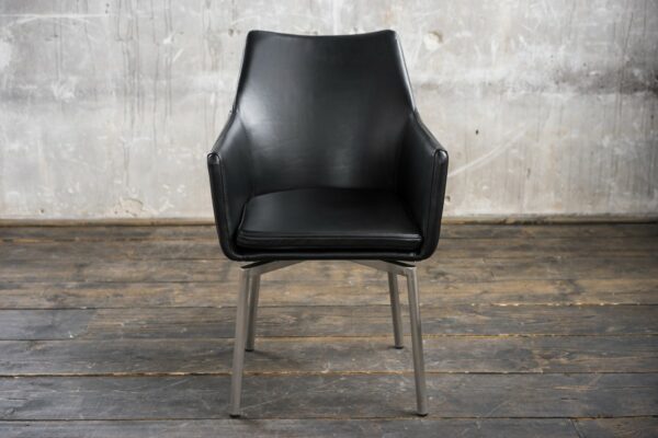 Brooklyn Loft Stuhl Cali Sessel Leder Esszimmerstuhl schwarz Füße Edelstahl im onlineshop kaufen