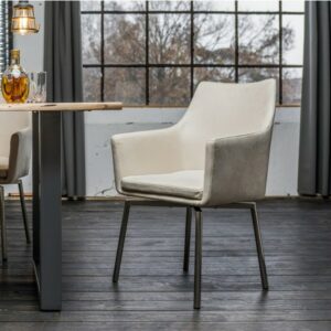 Brooklyn Loft Stuhl Cali Sessel Microfaser Esszimmerstuhl creme Füße Edelstahl im onlineshop kaufen
