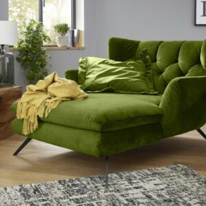 Sofas KAWOLA Longchair CHARME Stoff Velvet green im onlineshop kaufen
