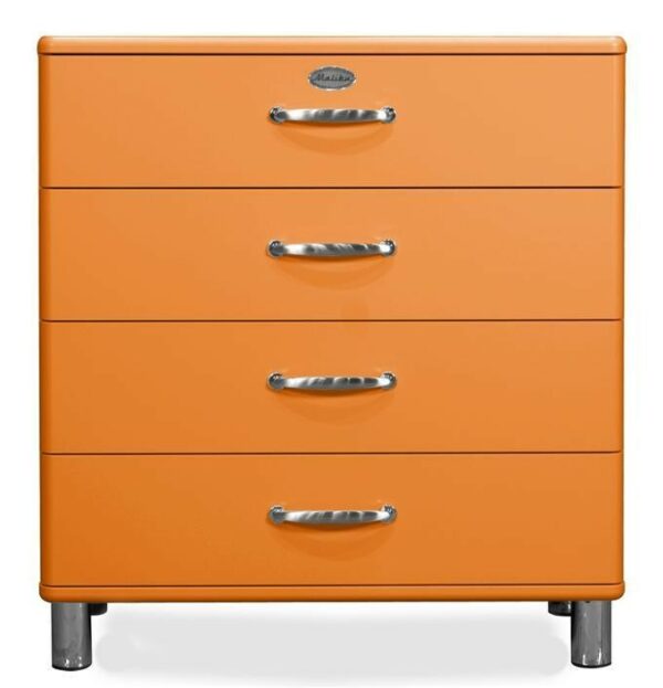 Industriell Tenzo Kommode Malibu 5124 mit 4 Schubladen in orange im onlineshop kaufen