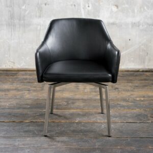 Brooklyn Loft Stuhl Loui Sessel drehbar Leder schwarz Esszimmerstuhl im onlineshop kaufen