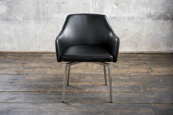 Brooklyn Loft Stuhl Loui Sessel drehbar Leder schwarz Esszimmerstuhl im onlineshop kaufen