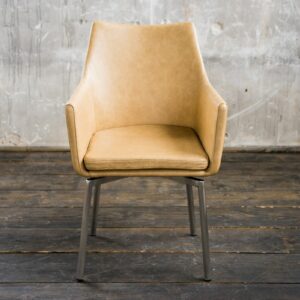 Brooklyn Loft Stuhl Cali Sessel Leder Esszimmerstuhl beige Füße Edelstahl im onlineshop kaufen