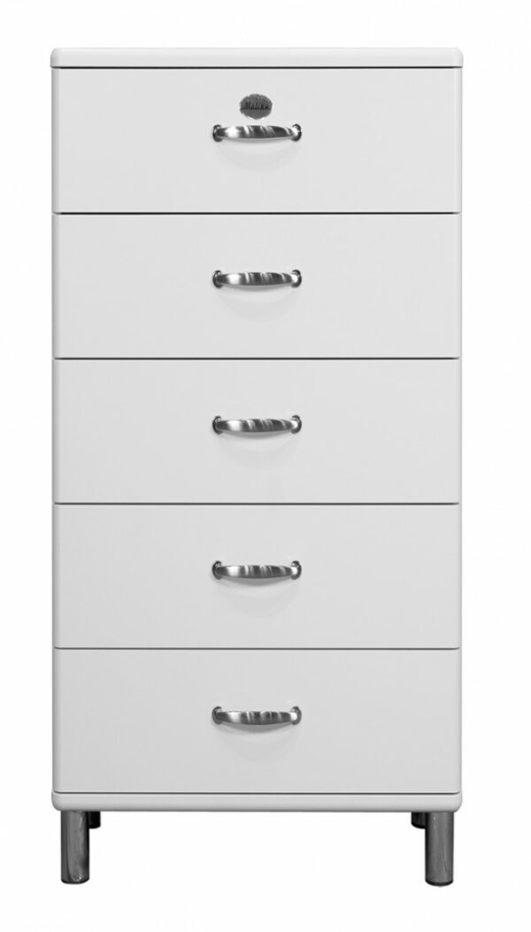 Industriell Tenzo Kommode Malibu 5215 - 5 Schubladen - Weiß im onlineshop kaufen
