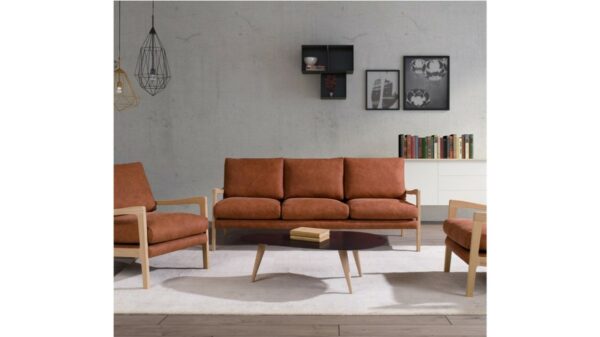 Landhaus KAWOLA Sofa RODRIGUEZ 3-Sitzer Leder orange im onlineshop kaufen