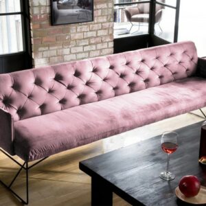 Chesterfield KAWOLA Esszimmerbank CHARME 246cm Stoff Velvet rosa im onlineshop kaufen