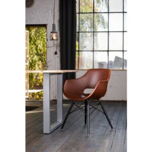 Brooklyn Loft KAWOLA Stuhl ZAJA Esszimmerstuhl Kunstleder Vintage cognac im onlineshop kaufen