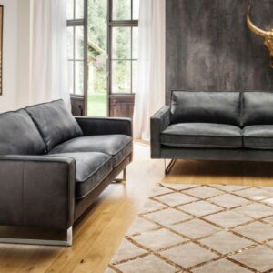 Brooklyn Loft KAWOLA Sofa-Garnitur ALINE 2 teilig 3,5-Sitzer und 2,5-Sitzer Leder schwarz im onlineshop kaufen