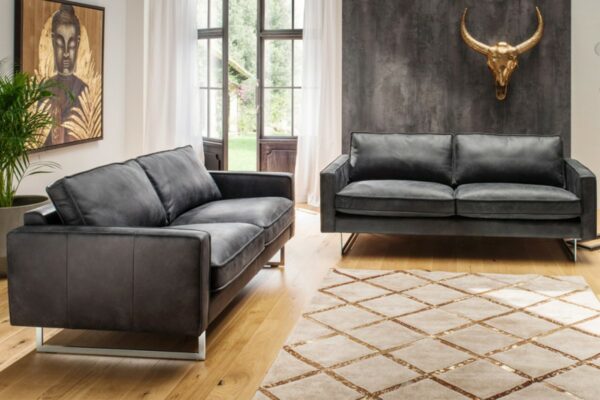 Brooklyn Loft KAWOLA Sofa-Garnitur ALINE 2 teilig 3,5-Sitzer und 2,5-Sitzer Leder schwarz im onlineshop kaufen