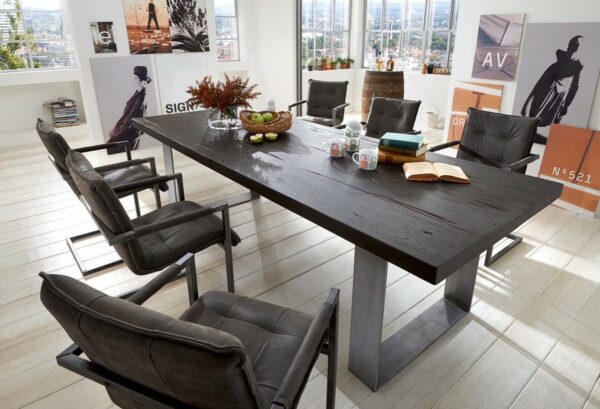 Esstische KAWOLA Esszimmertisch SHON Tisch Eiche massiv schwarz 200x100cm im onlineshop kaufen