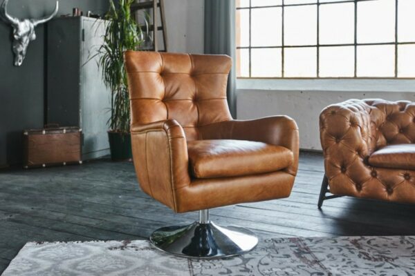 Industriell KAWOLA Sessel Relexa Leder cognac B/H/T: 69x77x95cm im onlineshop kaufen