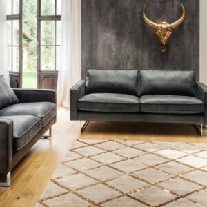 Brooklyn Loft KAWOLA Sofa-Garnitur ALINE 3 teilig 3,5-Sitzer, 2,5-Sitzer und Sessel Leder schwarz im onlineshop kaufen