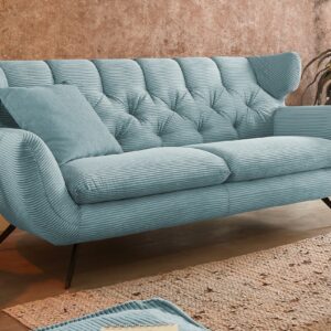 Boho Style KAWOLA Sofa CHARME 2,5-Sitzer Cord hellblau im onlineshop kaufen