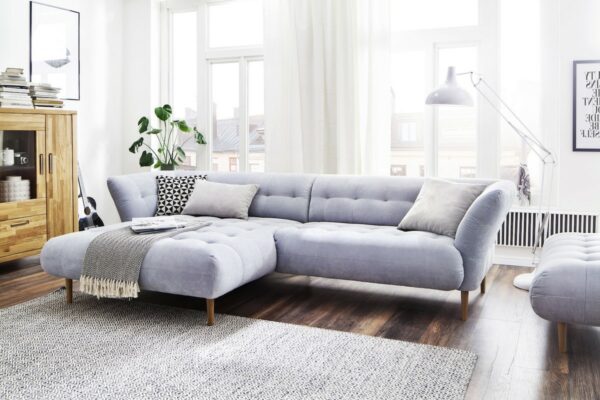 BigSofa KAWOLA Ecksofa NALA Sofa Longchair links Stoff hellblau im onlineshop kaufen