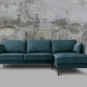 Ecksofa KAWOLA Sofa VINCENT Ecksofa Stoff Velvet petrol Recamiere rechts im onlineshop kaufen