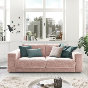 Boho Style KAWOLA Sofa MADELINE 2-Sitzer Cord rosa im onlineshop kaufen