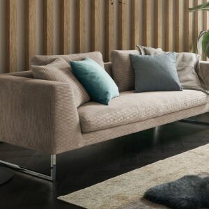 Boho Style KAWOLA Sofa ARIAN 2,5-Sitzer Metallkufe chrom Cord taupe im onlineshop kaufen