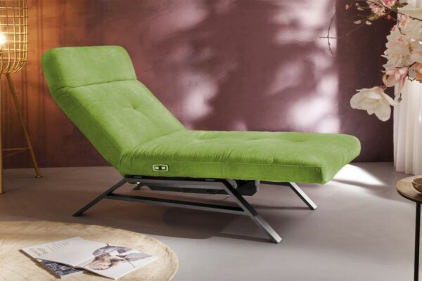 Velvet Dream KAWOLA Liege AMERIVA Sessel Relaxliege Velvet grün Fuß chrome im onlineshop kaufen