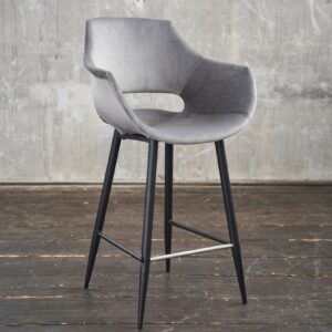 Barstühle KAWOLA Barhocker ZAJA Barstuhl Sitzhöhe 76 cm Velvet grau im onlineshop kaufen