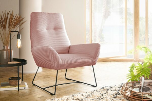Industriell KAWOLA Sessel BISA Cord rosa im onlineshop kaufen