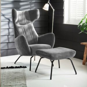 Velvet Dream KAWOLA Sessel LOTTE Relaxsessel velvet silber mit Hocker im onlineshop kaufen