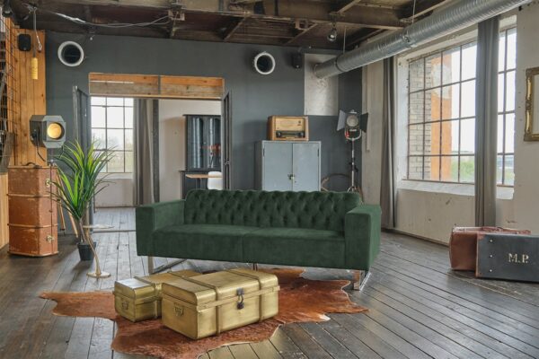 Sofas KAWOLA Sofa NILO 3-Sitzer Velvet Vintage moosgrün im onlineshop kaufen