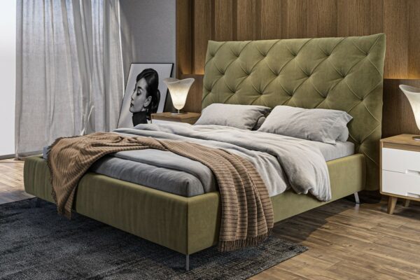 Betten KAWOLA Bett ANNY Polsterbett Velvet olivgrün 200x200cm im onlineshop kaufen