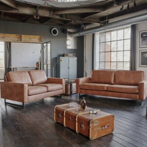 Retro KAWOLA VILNIUS 3-Sitzer Sofa und 2-Sitzer Sofa Kentucky Leder cognac im onlineshop kaufen