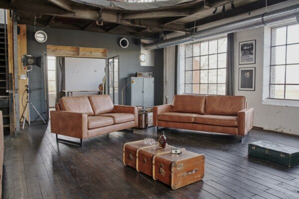 Retro KAWOLA VILNIUS 3-Sitzer Sofa und 2-Sitzer Sofa Kentucky Leder cognac im onlineshop kaufen