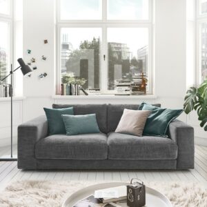 Boho Style KAWOLA Sofa MADELINE 2-Sitzer Cord grau im onlineshop kaufen