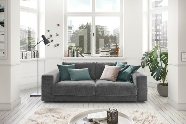 Boho Style KAWOLA Sofa MADELINE 2-Sitzer Cord grau im onlineshop kaufen
