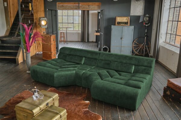 BigSofa KAWOLA Big Sofa TARA Wohnlandschaft Velvet Vintage moosgrün 286x76x143cm (B/H/T) im onlineshop kaufen