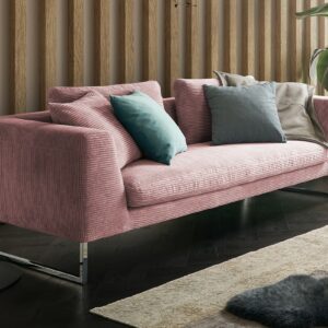 Boho Style KAWOLA Sofa ARIAN 2,5-Sitzer Metallkufe chrom Cord rosa im onlineshop kaufen