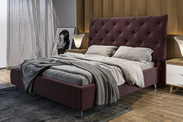 Betten KAWOLA Bett ANNY Polsterbett Velvet purple 140x200cm im onlineshop kaufen