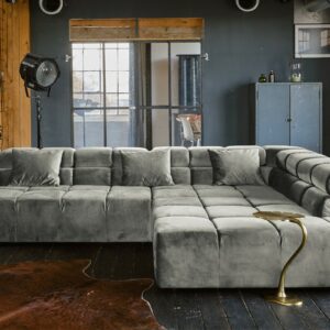 Ecksofa KAWOLA Sofa NEVADA Ecksofa Velvet silber Recamiere rechts im onlineshop kaufen