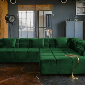 Ecksofa KAWOLA Sofa NEVADA Ecksofa Velvet smaragd Recamiere rechts mit motorischem Sitzvorzug im onlineshop kaufen