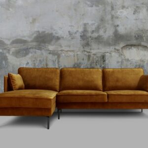 Ecksofa KAWOLA Sofa VINCENT Ecksofa Stoff Velvet cognac Recamiere links im onlineshop kaufen