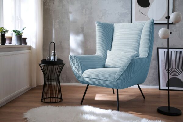 Industriell KAWOLA Sessel IVA Relaxsessel Cord hellblau im onlineshop kaufen